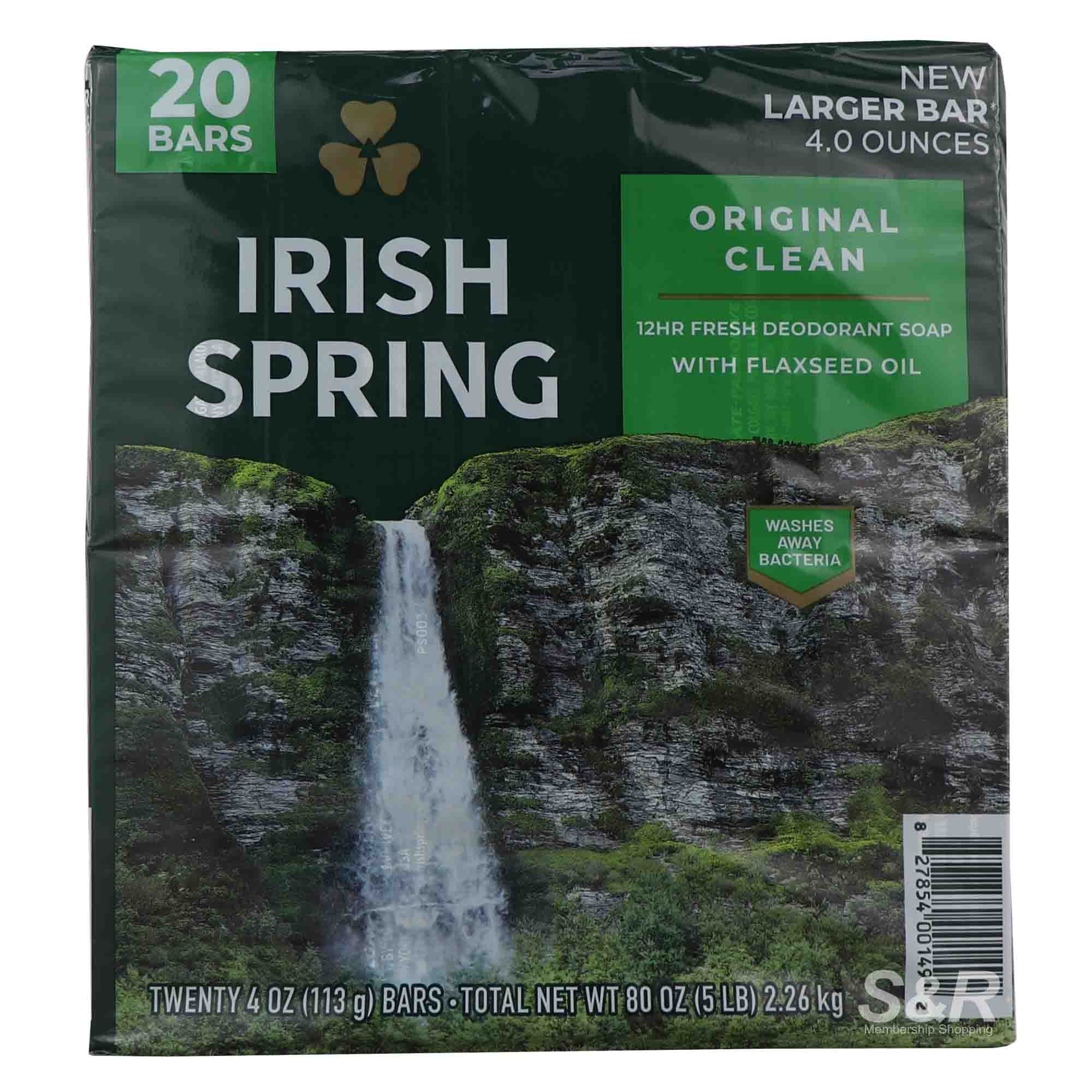 Irish Spring Original Clean Deodorant Bar Soap (113g x 20pcs) Irish Spring Original Clean Deodorant Bar Soap (113g x 20pcs)